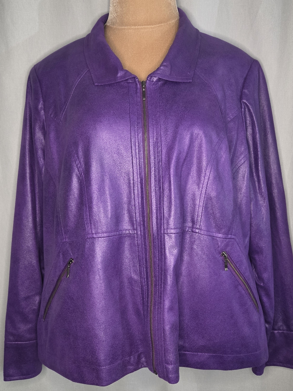 Nancy Bolen City Girl Purple Women's Zip-Front Jacket Size XL
